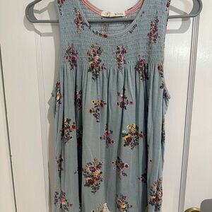 Rewind Floral Tank Top - Light Blue and Pink